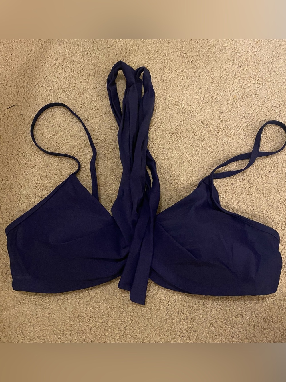 Navy Blue Women's Bikini Top & Bottom - Stylish Swimwear (size - L)